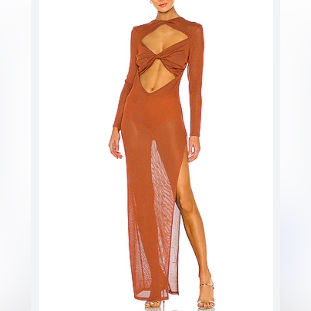 Bronx & Banco Knit Cut Out Maxi Dress with Shoulder Pads XS